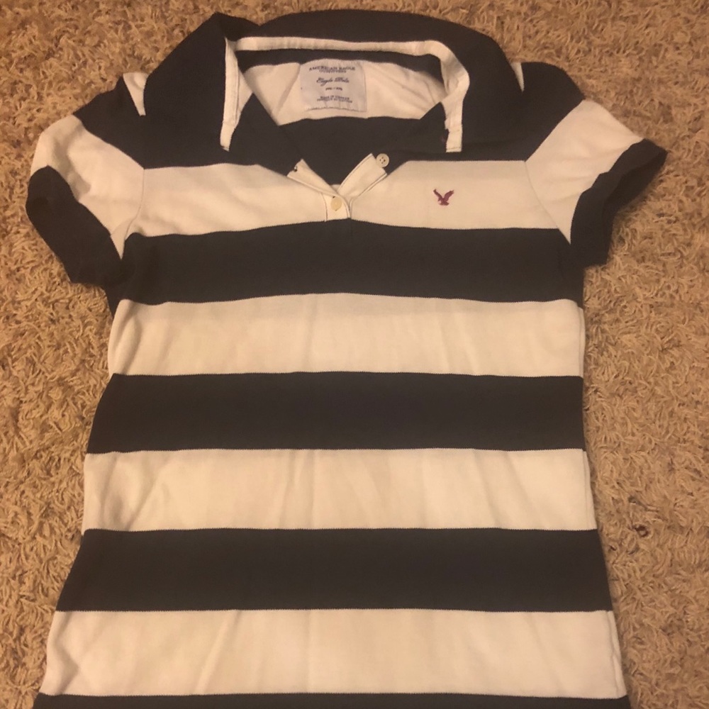 Women AE outfitter polo stripped shirt